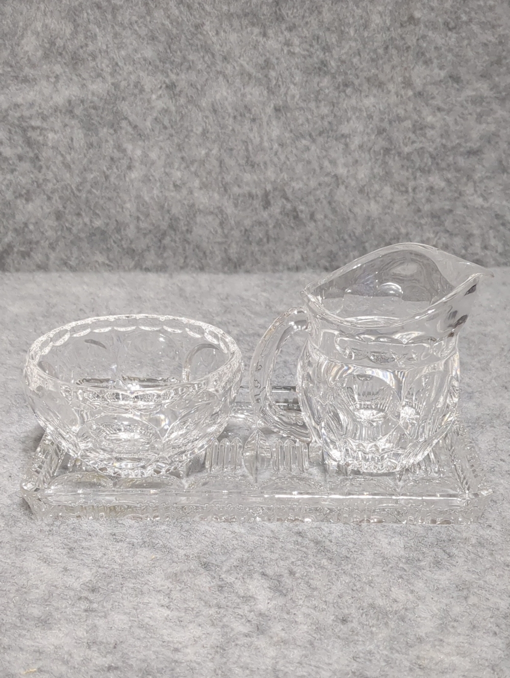 Beyer Bleikristall 3-piece sugar, creamer, and serving tray set Germany Crystal - Picture 3 of 12